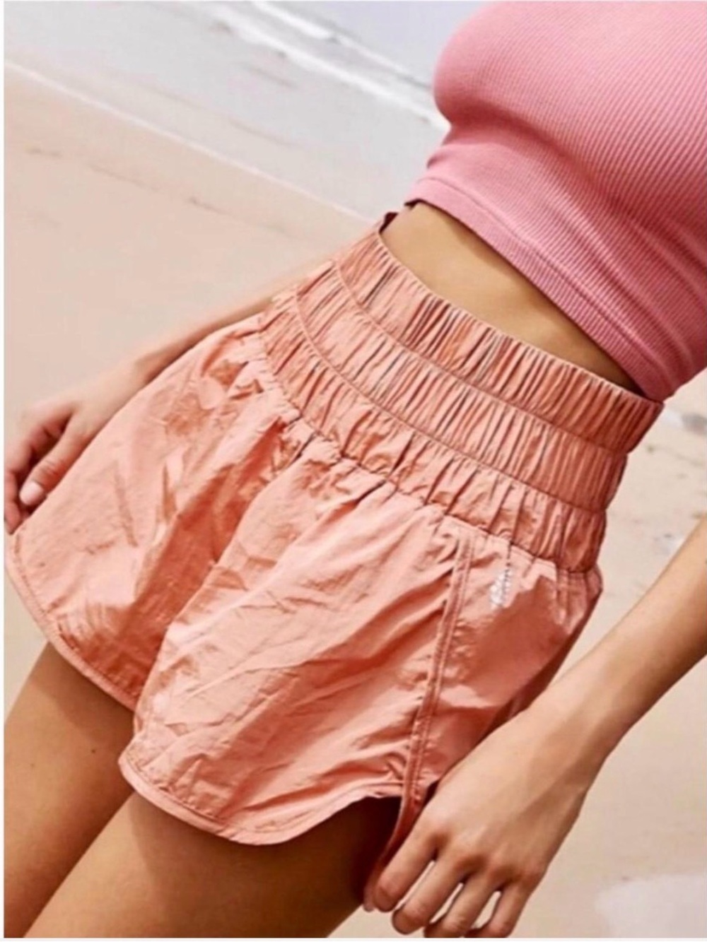 FP Movement by Free People Coral Pink Elastic-Waist Athletic Shorts